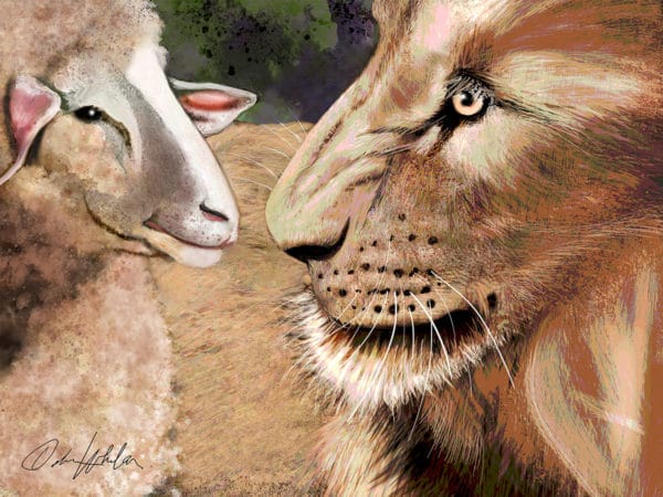 Debra Whelan Art - The Lion Of Judah and The Lamb Of God