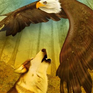 Eagle and Wolf Spirits - Debra Whelan Art